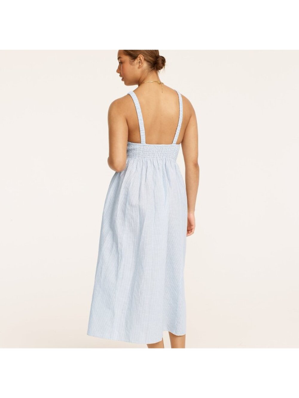 🆕J CREW Smocked Beach Dress Blue Stripe Cotton X-Small #BF192 - Picture 2 of 10